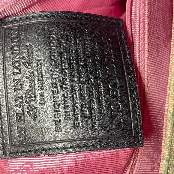 My Flat in London Vintage Satchel Handbag, Color Green/ Pink - Picture 8 of 9